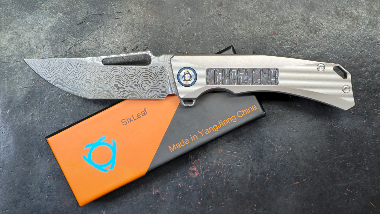 Sixleaf SL-31 Titanium / Carbon Fiber Insert RWL34+PMC27 Dimascus (NEW)
