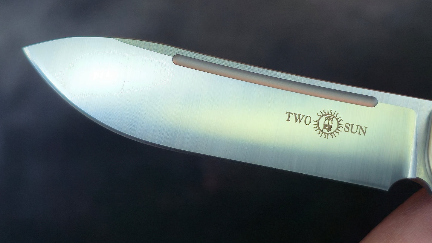 Twosun TS197 Slip Joint Bone Titanium M390 (NEW)