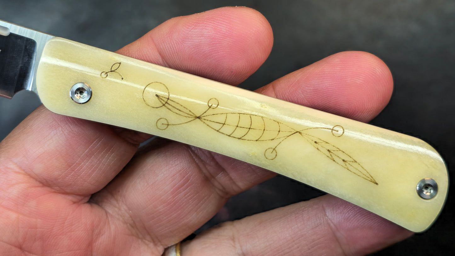 Twosun TS197 Slip Joint Bone Titanium M390 (NEW)