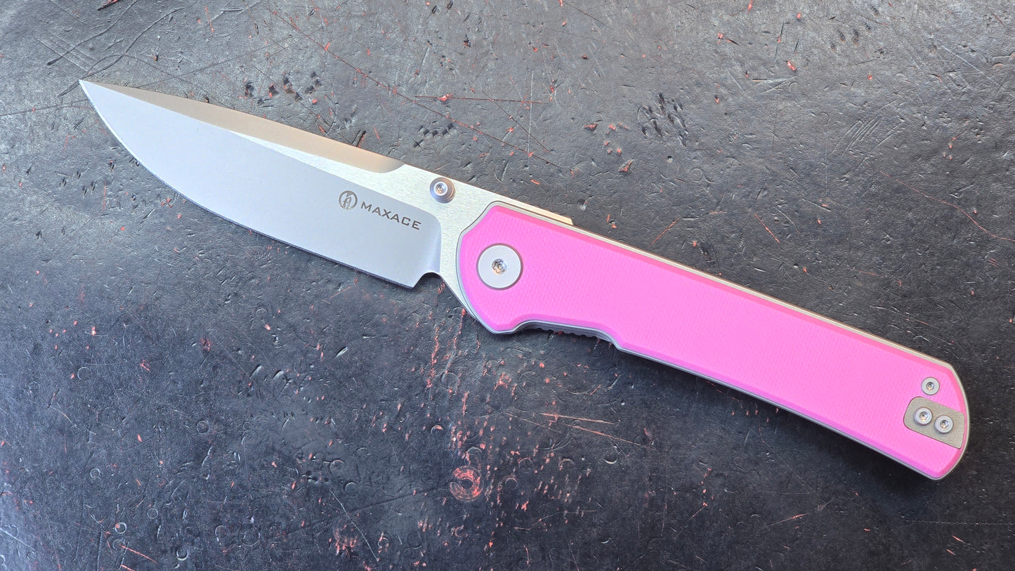 Maxace Peregrine S Pink G10 Handle 10CR15COMOV (NEW)