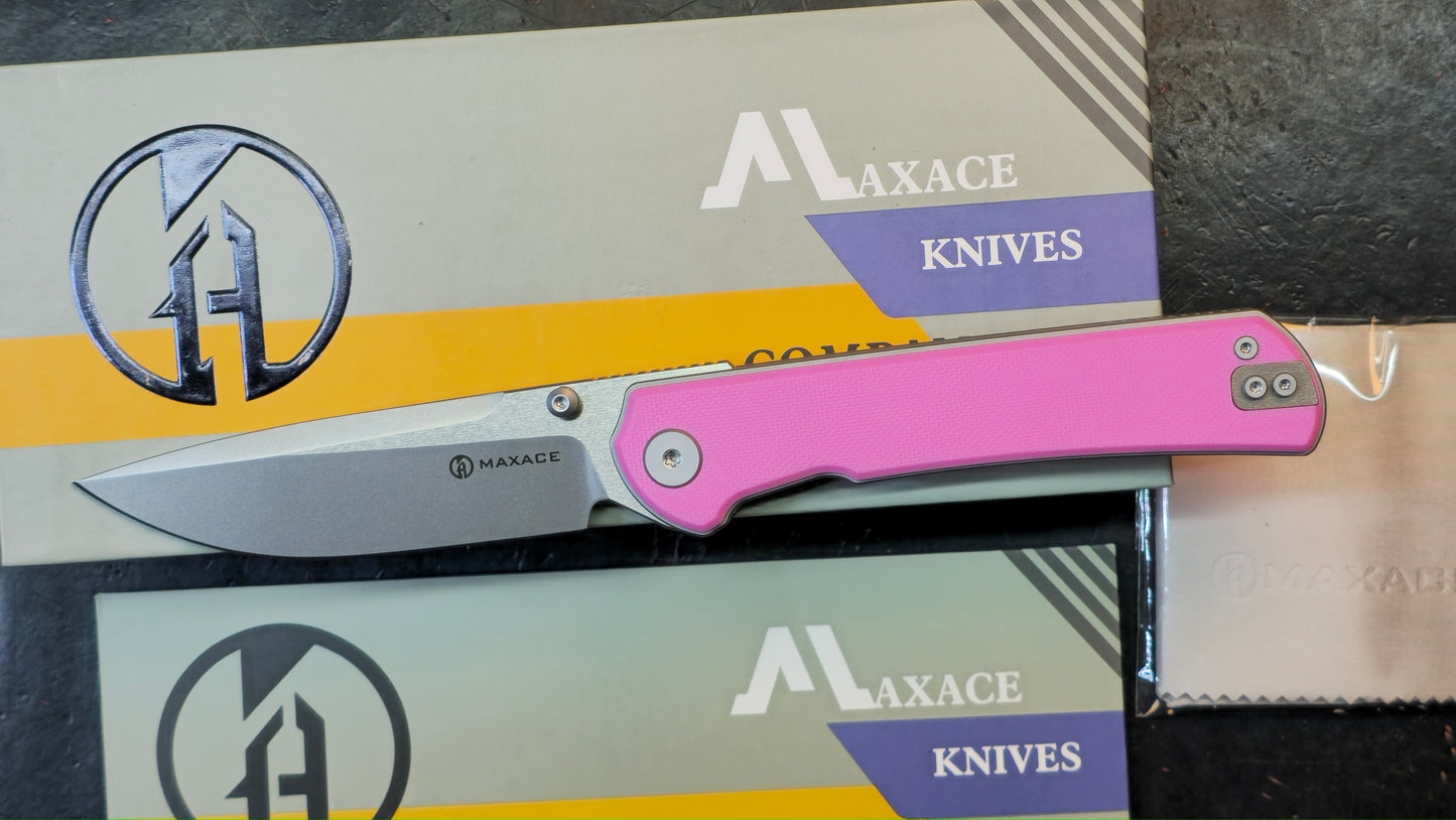 Maxace Peregrine S Pink G10 Handle 10CR15COMOV (NEW)