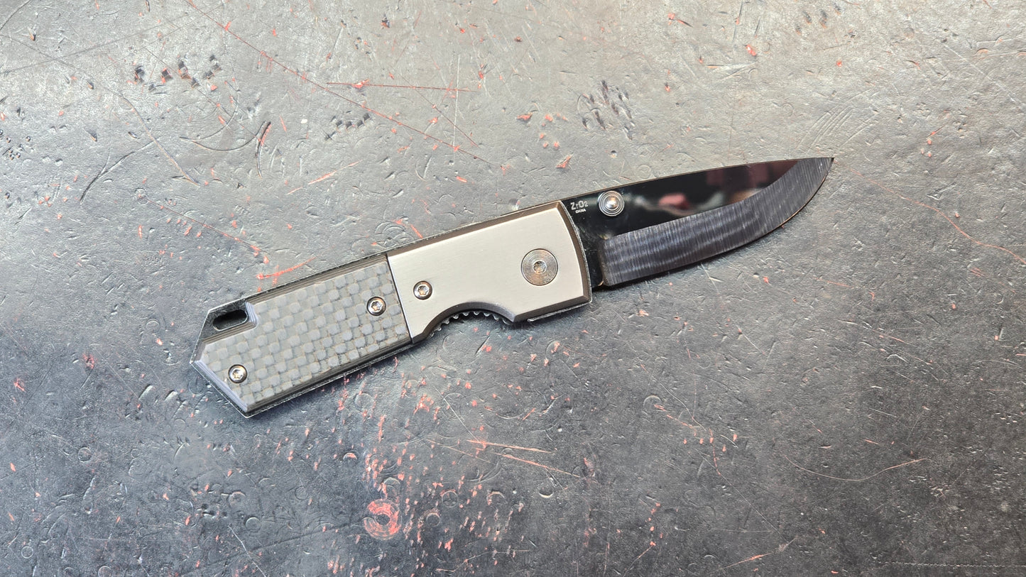 Frost Cutlery Jim Frost Signature Aluminum / Carbon Fiber Zr02 Ceramic/Zirconia Steel Blade (USED)