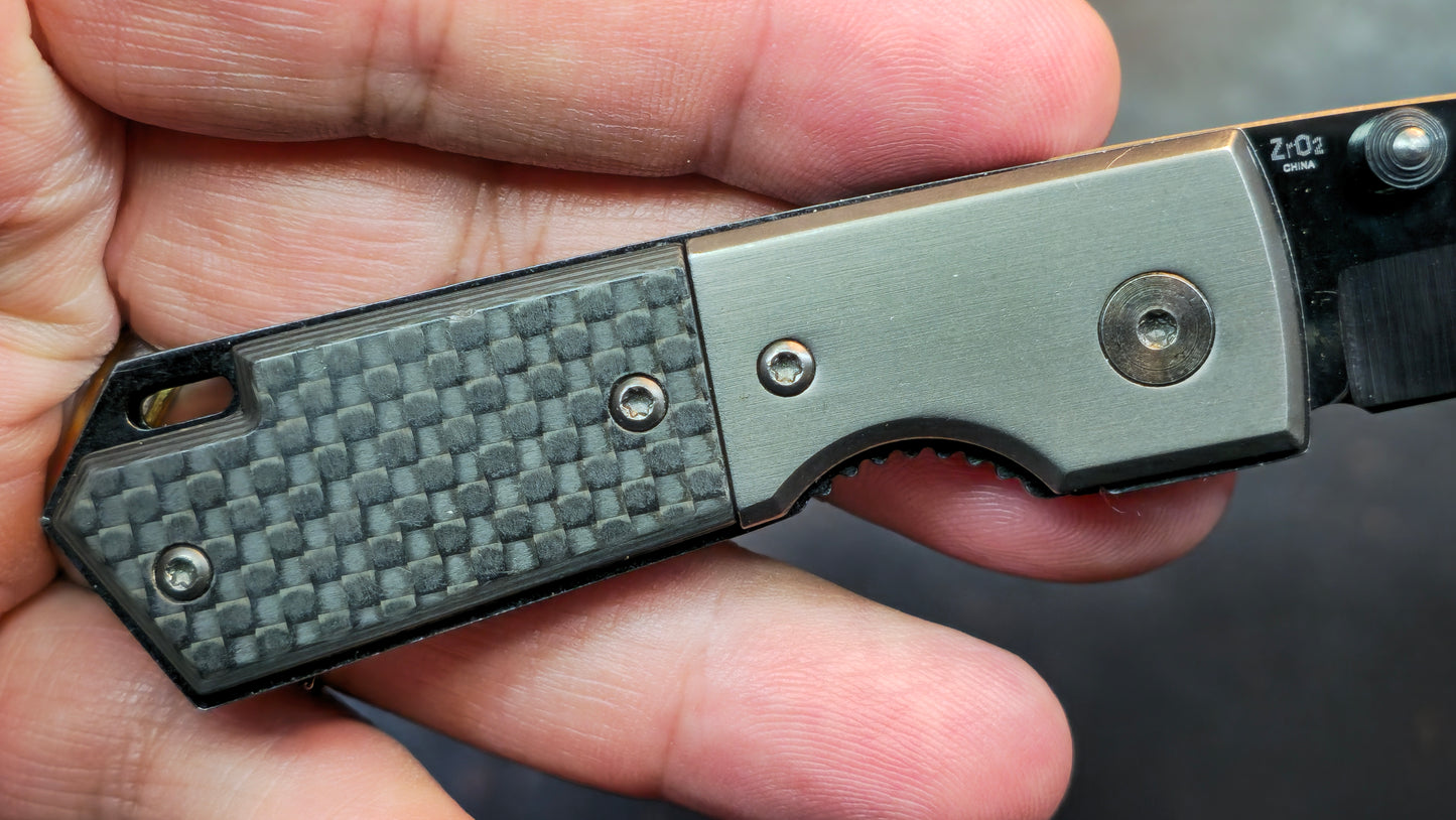 Frost Cutlery Jim Frost Signature Aluminum / Carbon Fiber Zr02 Ceramic/Zirconia Steel Blade (USED)