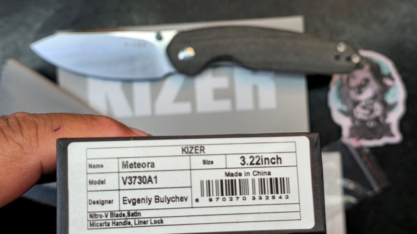 Kizer Meteora Black Micarta Handle Nitro-V (NEW)
