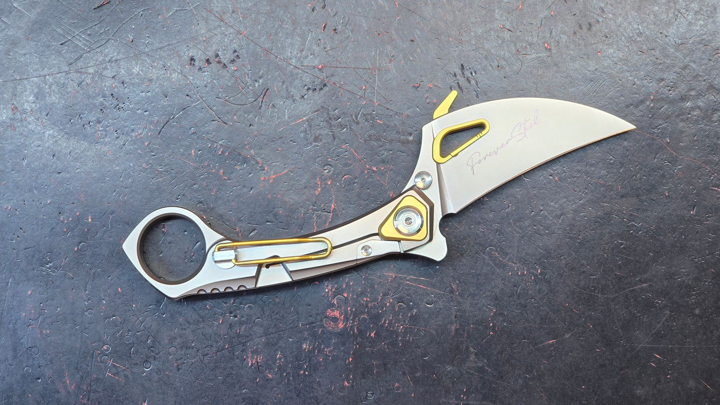 Rike Bakutuk Folding Knife Titanium Handle M390 (NEW)