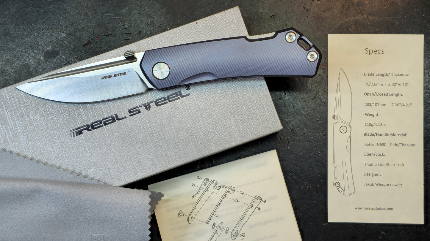 Real Steel Luna Maius Purple Titanium Handle N690 (NEW)