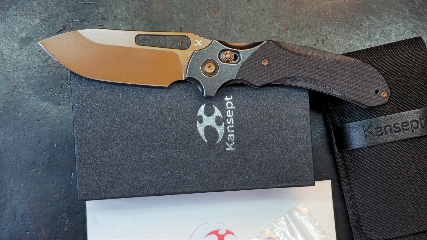 Kansept Quasar Black G10 Handle Dark Rose Gold 154CM (NEW)