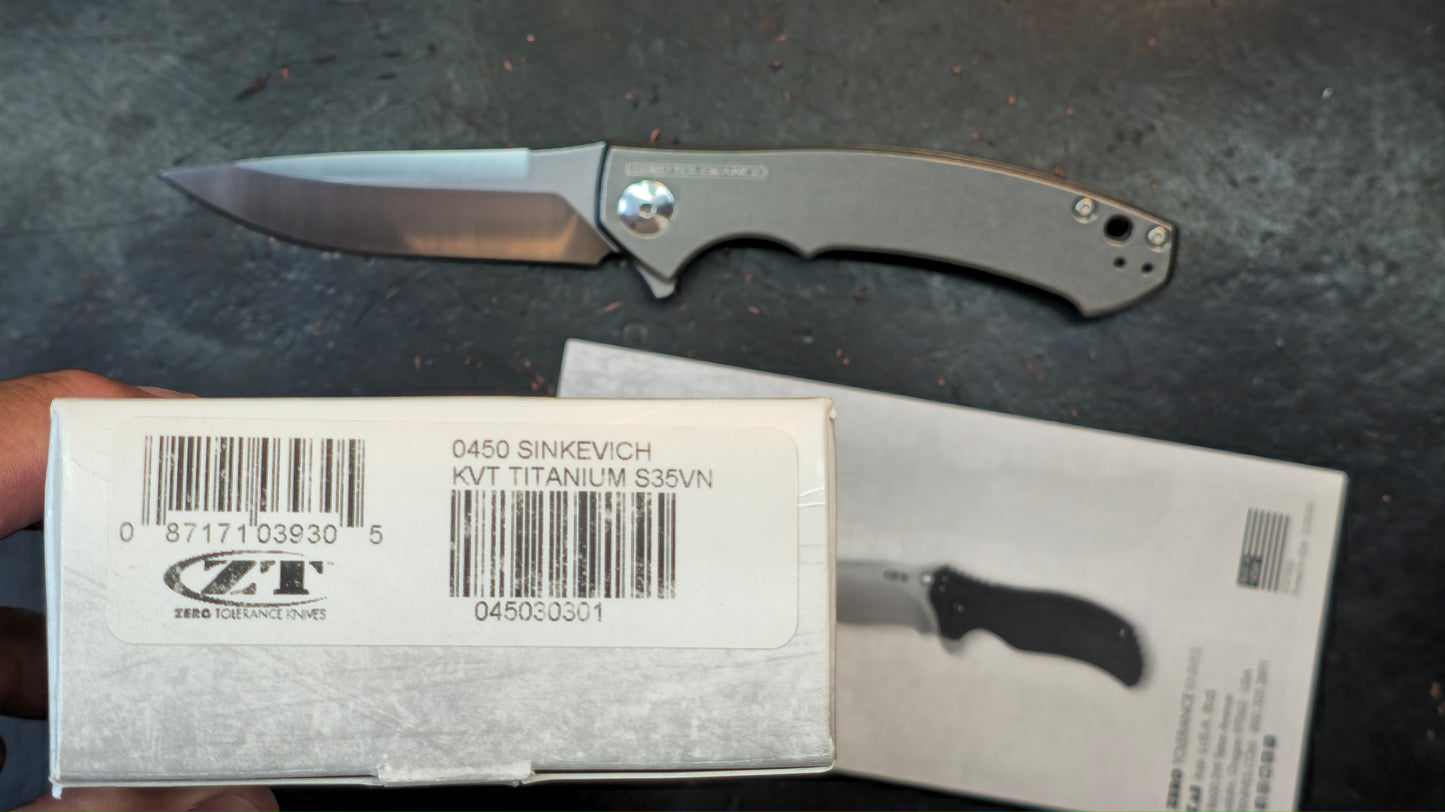Zero Tolerance 0450 Sinkevich Flipper Titanium Handle S35VN (NEW)