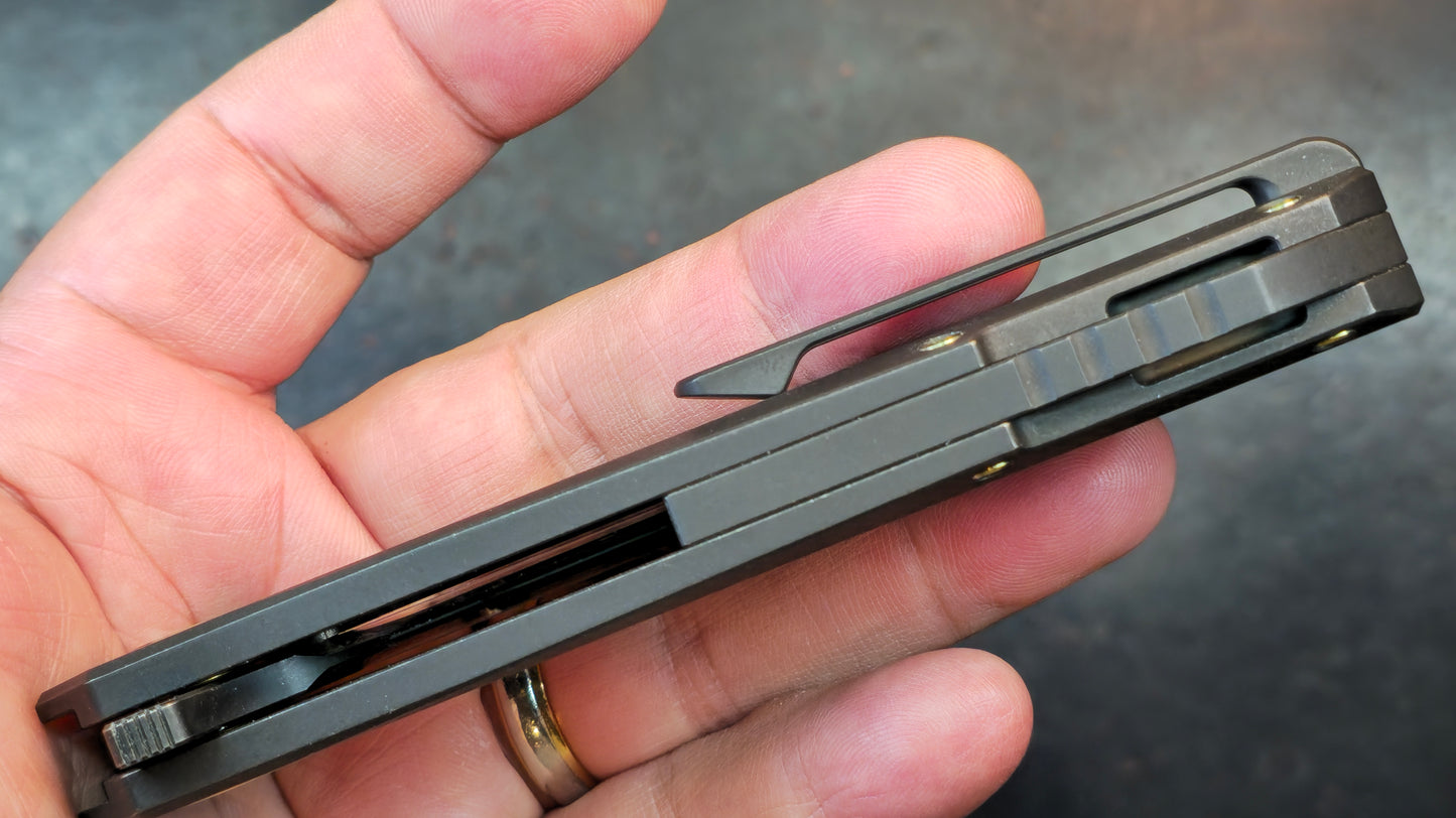 Kubey Atlas Folding Knife Black Titanium Handle S35VN