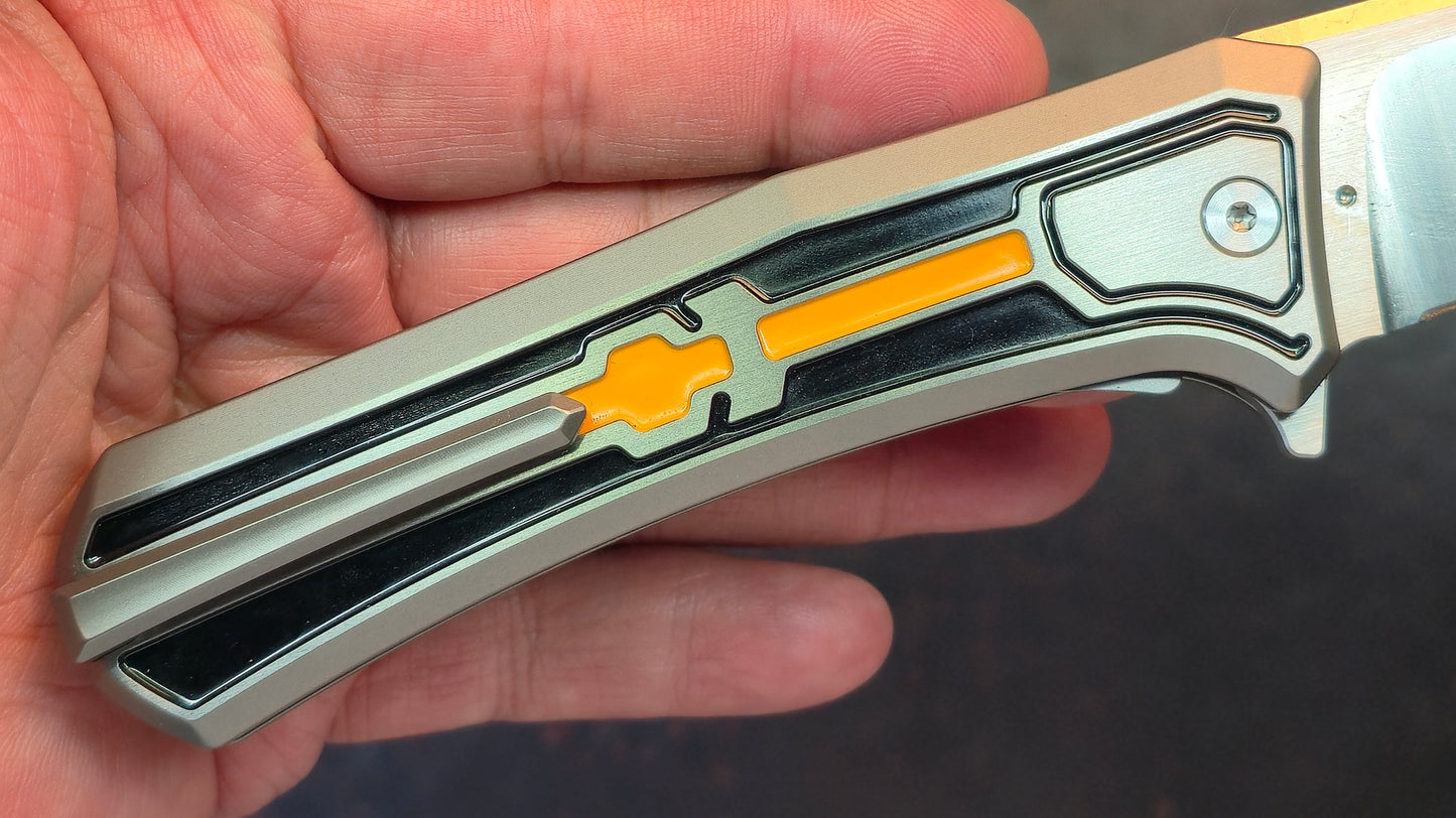 Yang Jiang (Sixleaf) Knife Titanium Handle 10Cr15Mov Blade