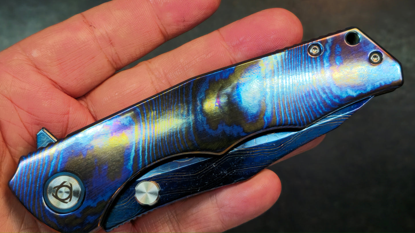 SixLeaf SL-81 Timascus Handle Damascus Blade