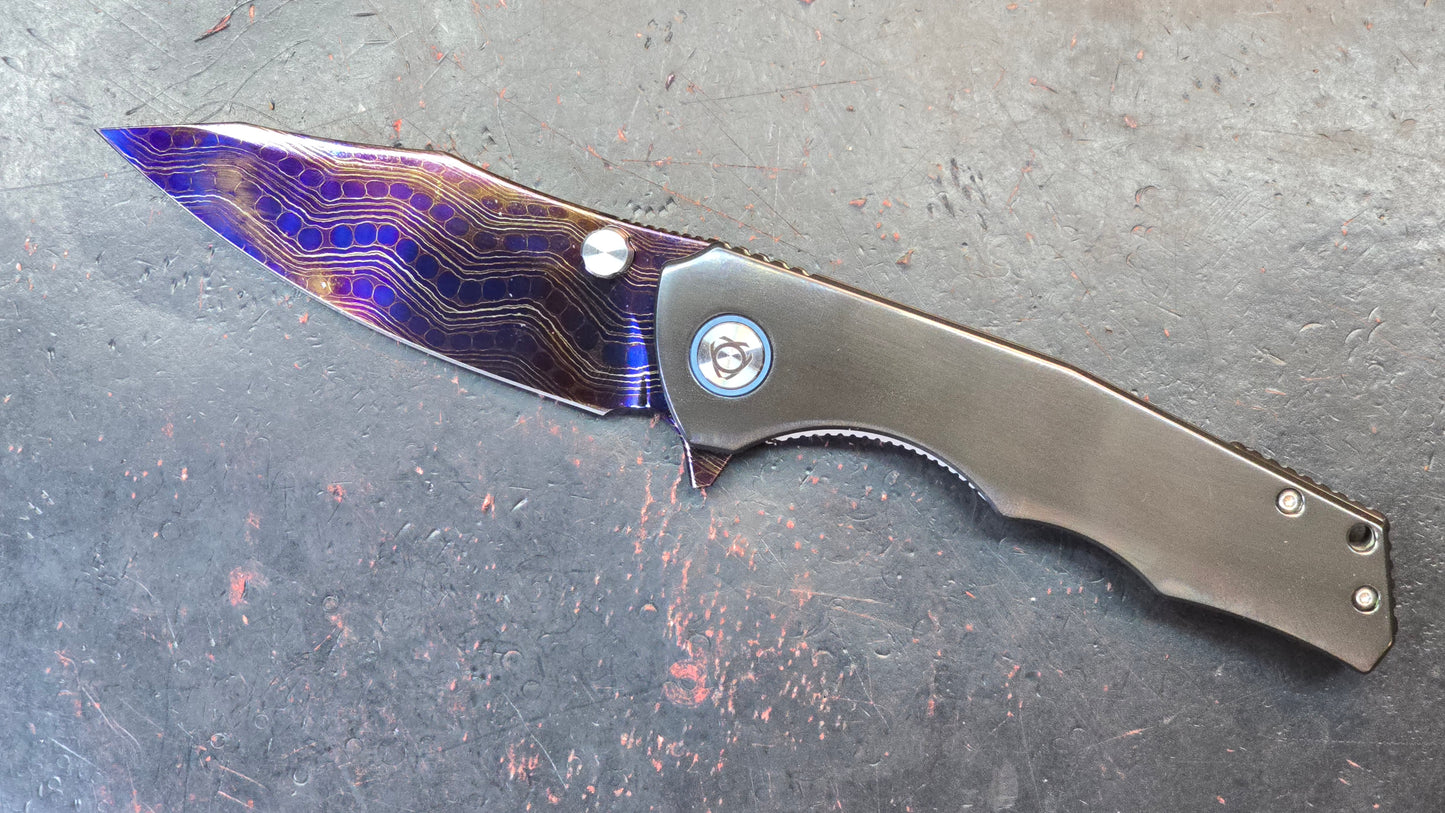 SixLeaf SL-81 Zirconium Handle Damascus Blade