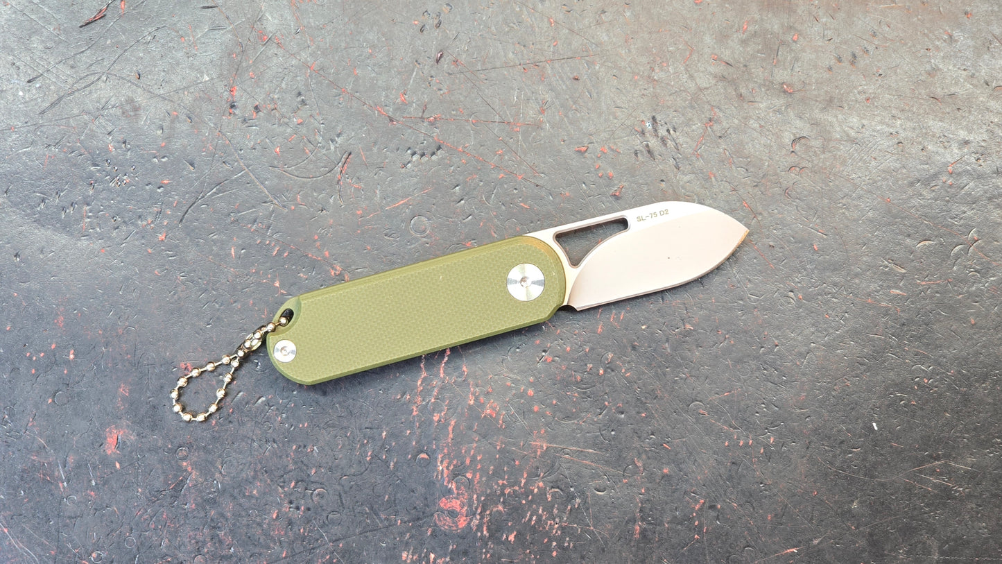 SixLeaf SL-75A-Green Micro Mini Folding Knife G10 Handle D2 Blade