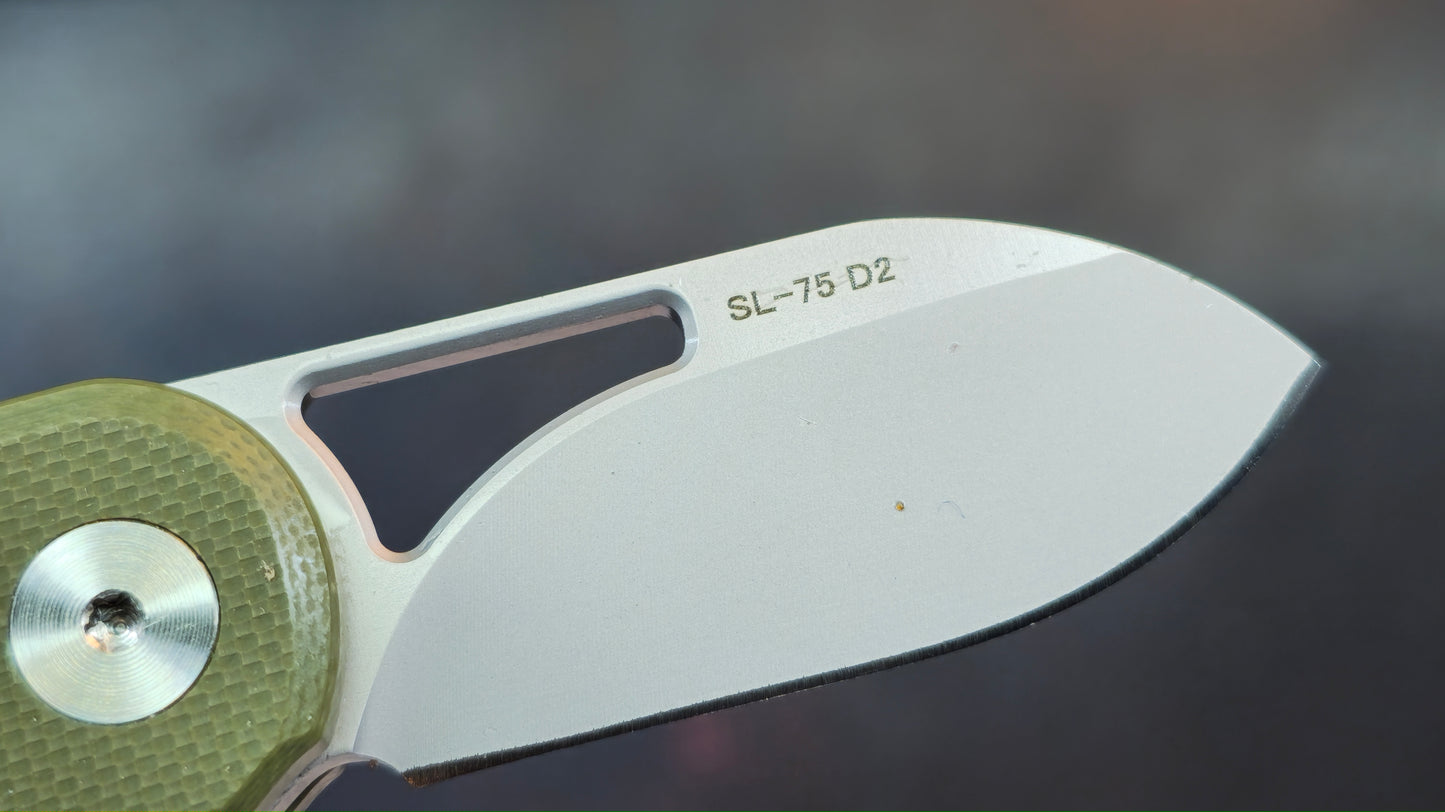SixLeaf SL-75A-Green Micro Mini Folding Knife G10 Handle D2 Blade