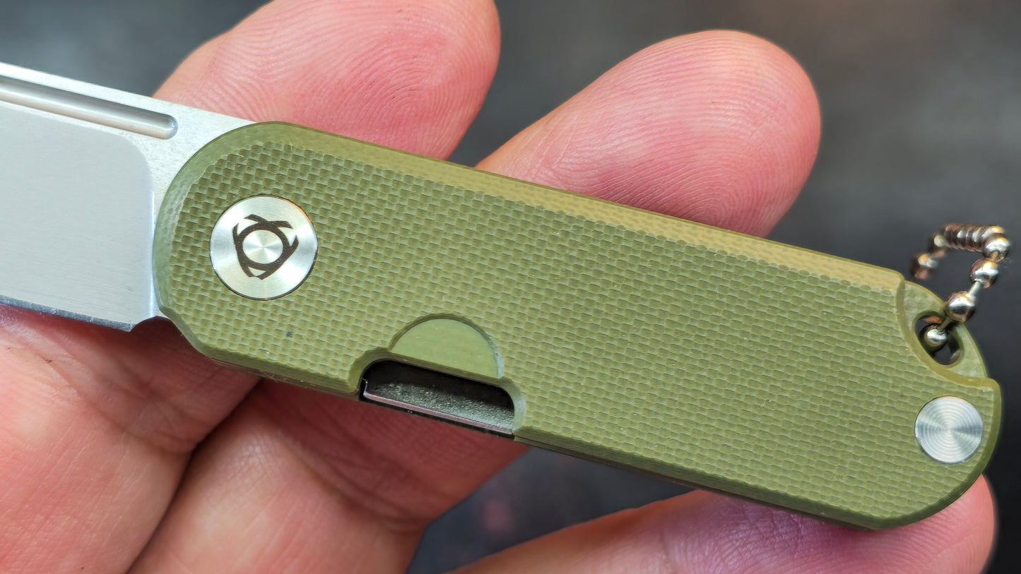 SixLeaf SL-75B-Green Micro Mini Folding Knife G10 Handle D2 Blade