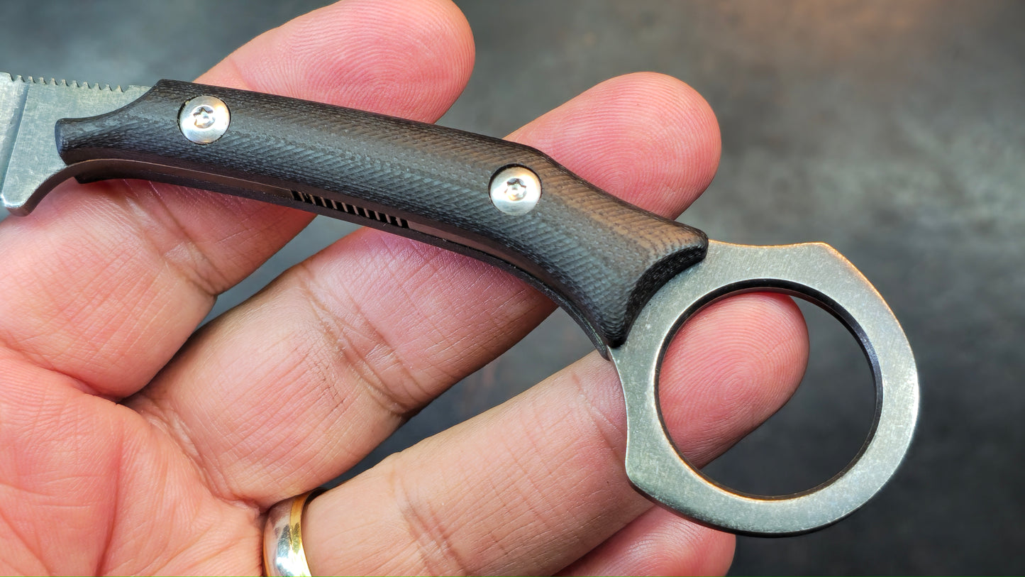 ITOKEY Tactical Knife EDC Fixed Knife G10 Handle with Kydex sheath, D2 Blade Full Tang