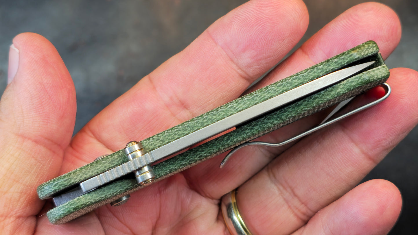 WE Banter 2 Green Canvas Micarta Handle S35VN Blade (USED)