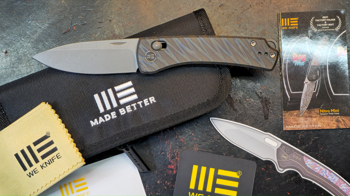 WE Nightblade Tiger Stripe Flamed Titanium Handle 20CV