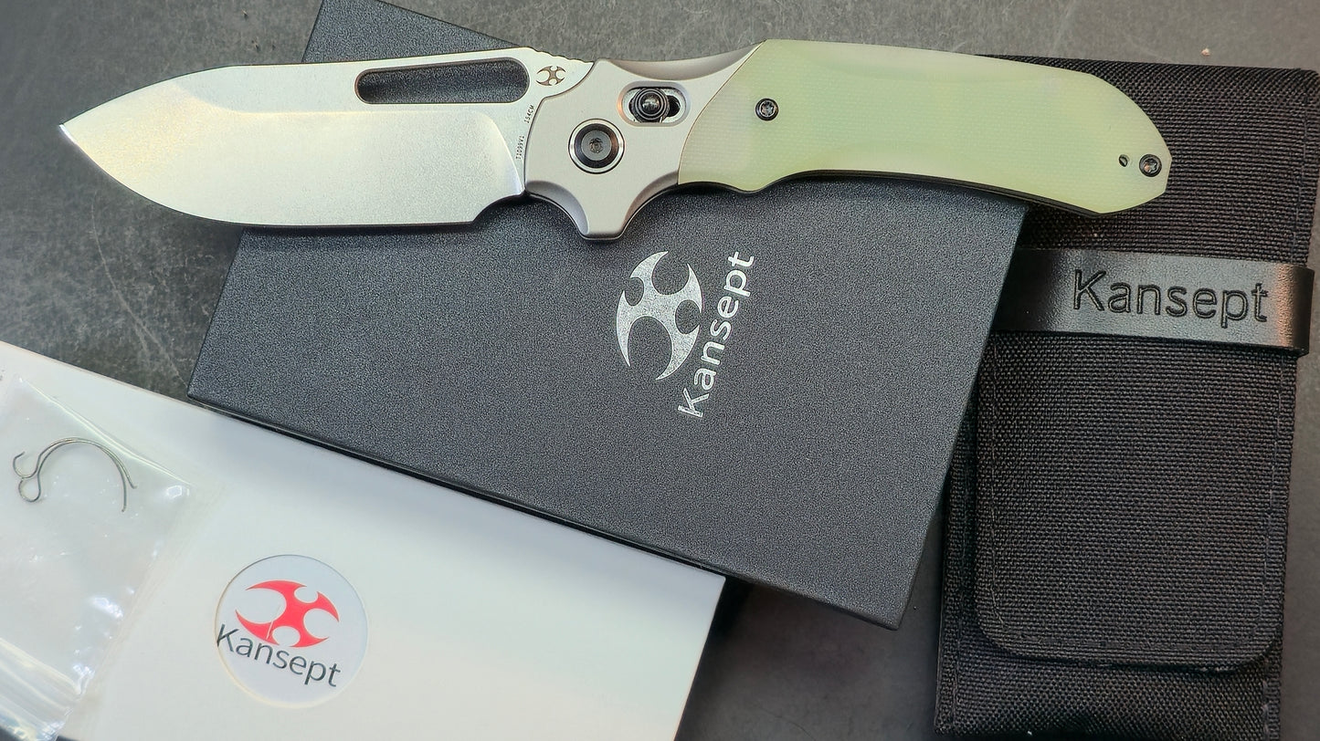 Kansept Quasar Black / Jade G10 Handle Dark Rose Gold 154CM (NEW)