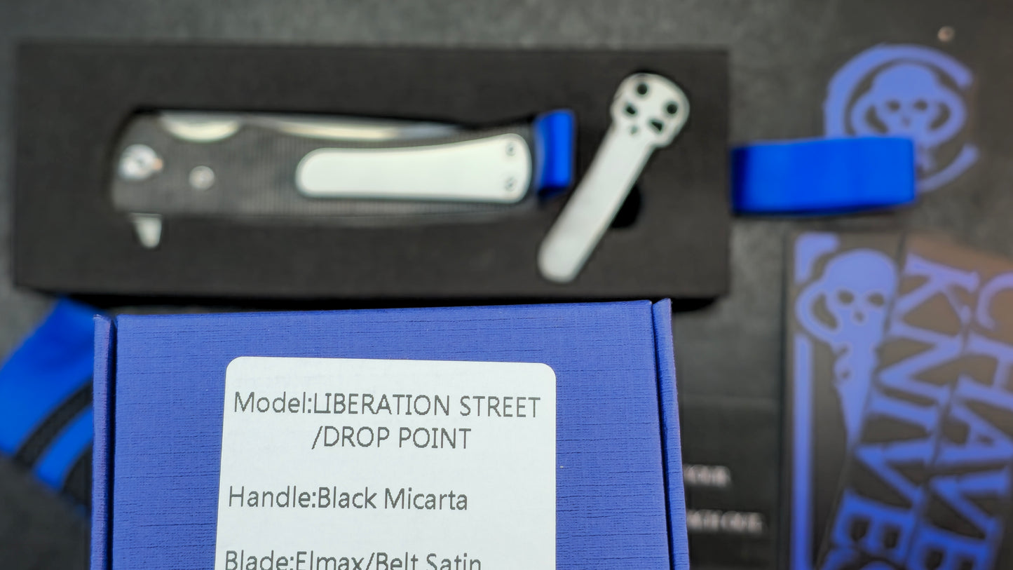 Chaves Blue Label Liberation Street Folding Knife Black Micarta Handle Elmax