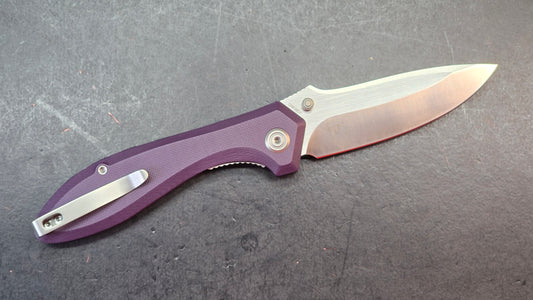 Kubey Ruckus KB314T Purple G10 Handle 2.8" Bead Blasted CPM 20CV