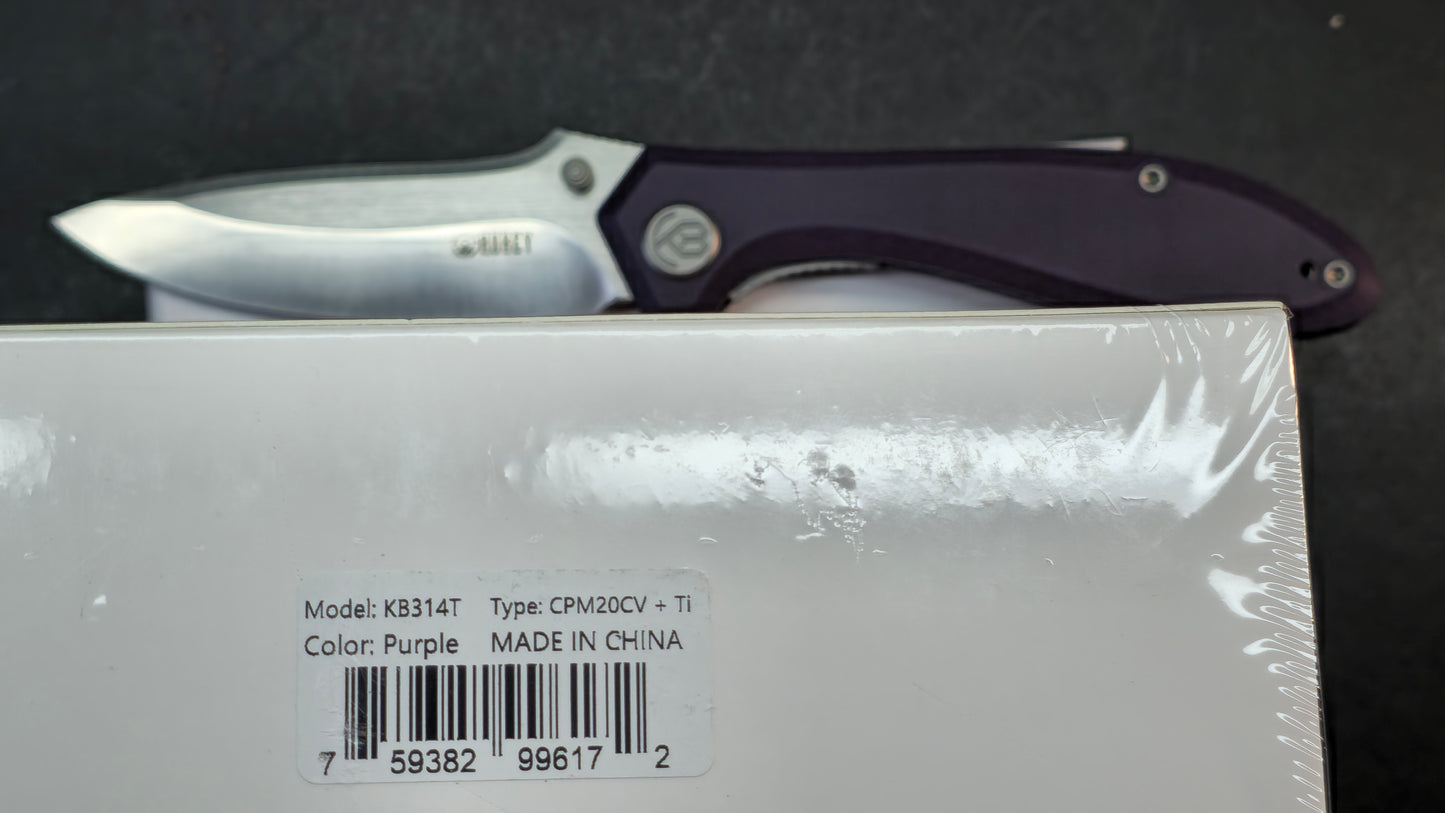 Kubey Ruckus KB314T Purple G10 Handle 2.8" Bead Blasted CPM 20CV