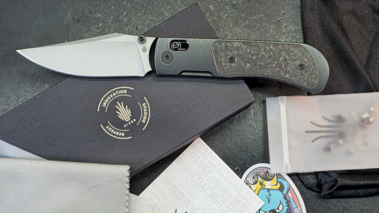 Kizer Tycho Folding Knife Titanium/Carbon Fiber Handle M390