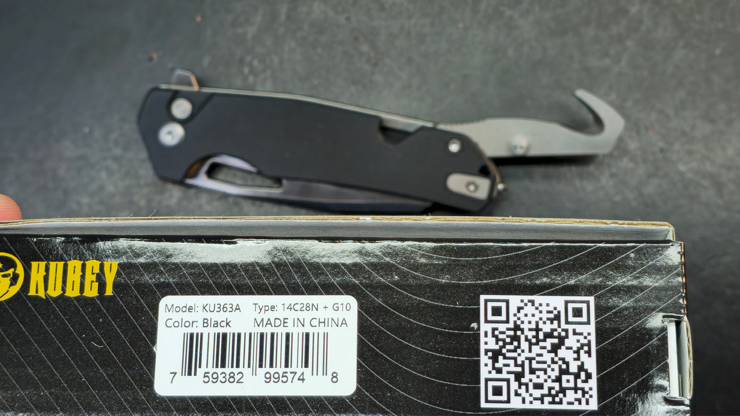 Kubey 10-8 Folding Knife Black G10 Handle 14C28N