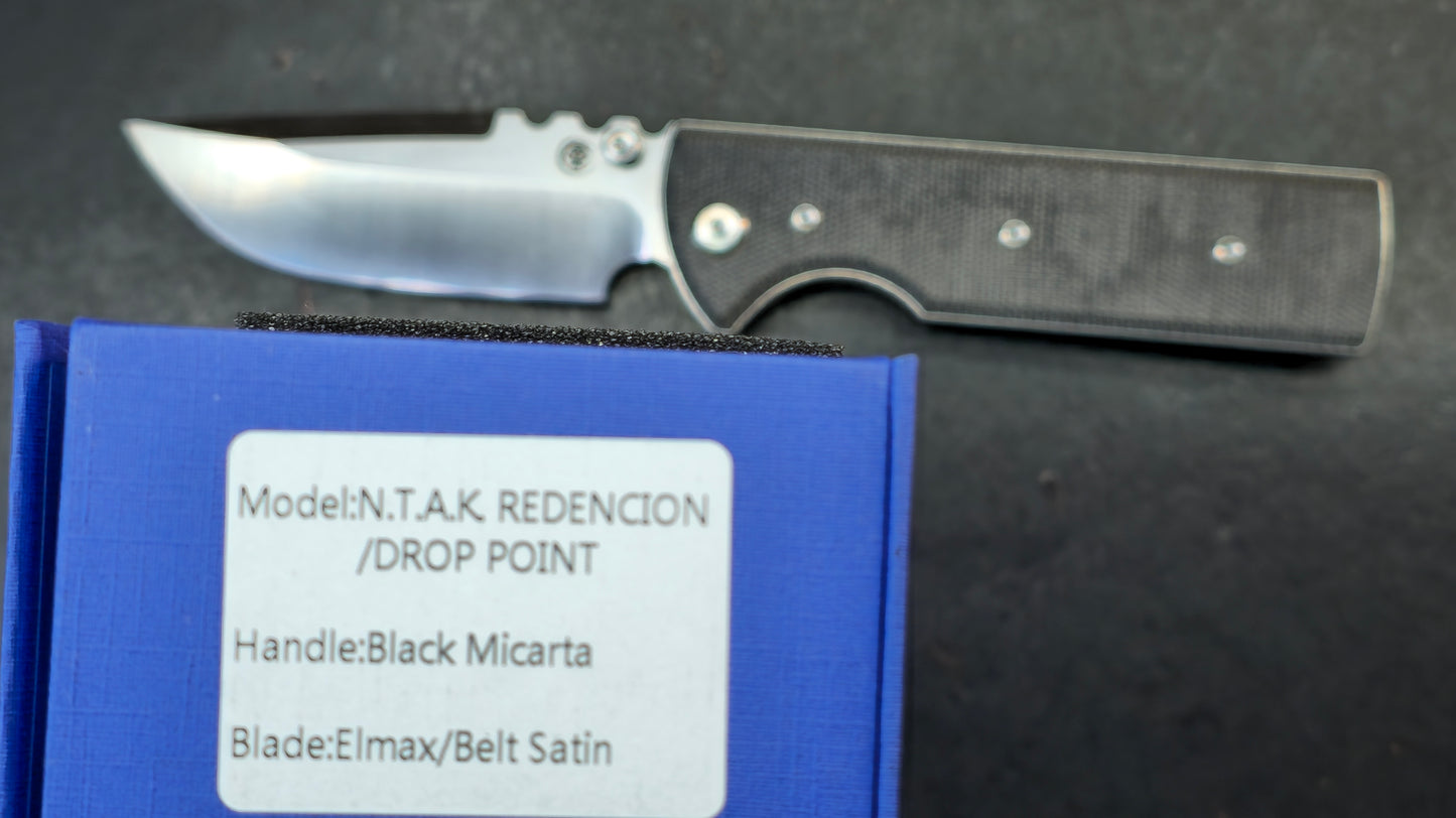 Chaves Blue Label NTAK Folding Knife Black Micarta Handle Elmax Drop Point