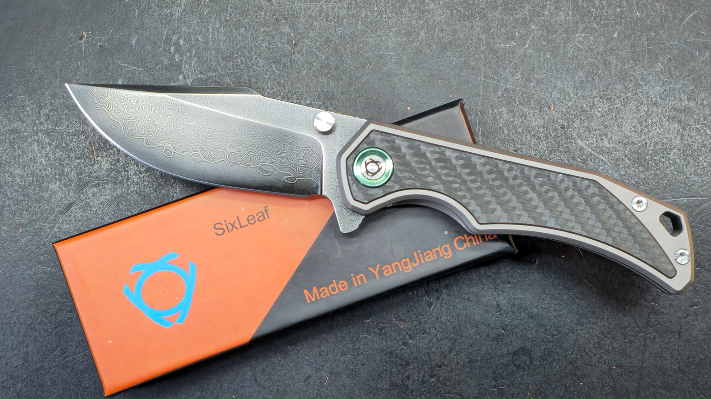 Sixleaf SL-89 Titanium Carbon Fiber Damascus VG10 (SALE price in cart)