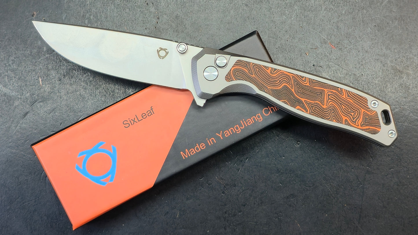 SixLeaf SL-88 Button Lock G10/Titanium Handle 14C28N (SALE price in cart)