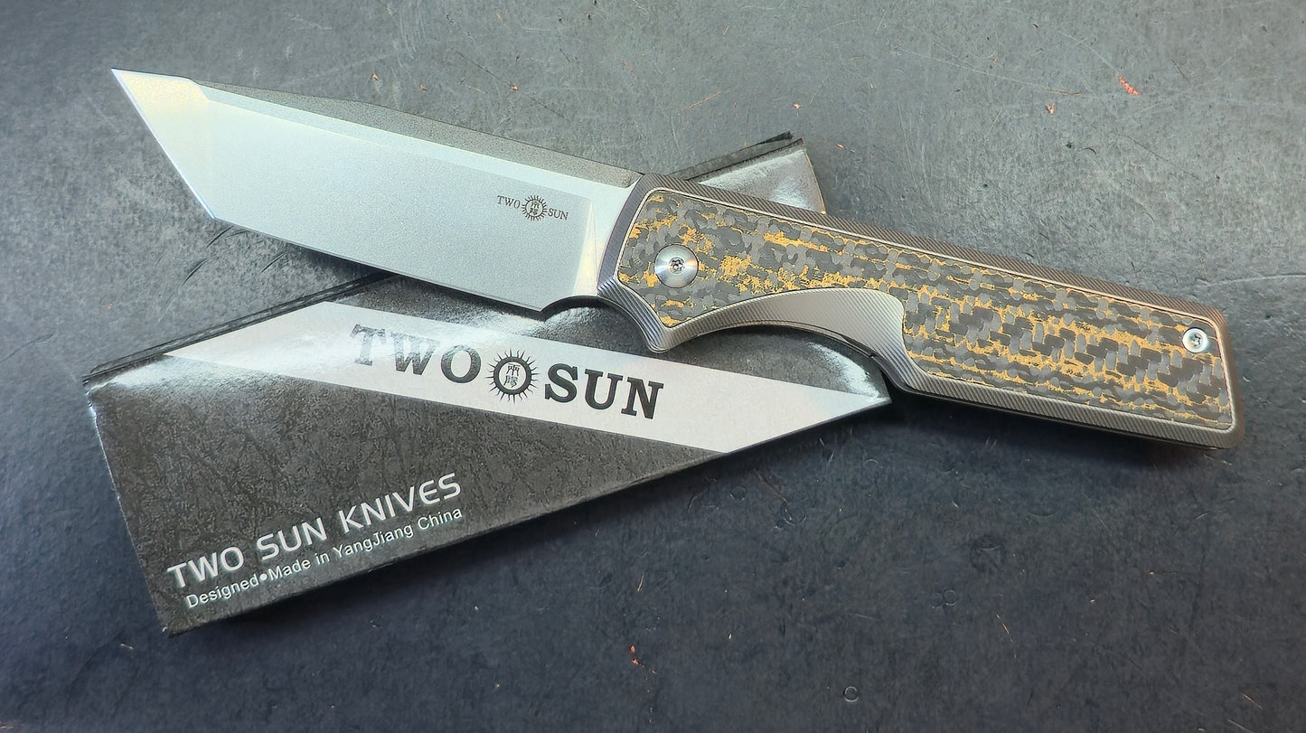 TwoSun TS436 Black/Yellow Titanium/Carbon Fiber Handle M390