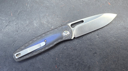 Kansept Mato Twill Carbon Fiber Blue/Black G10 Inlays 3.3" S35VN (DISCOUNT IN CART)