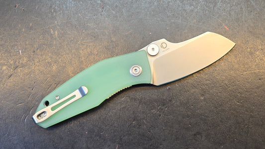 Kubey Monsterdog Liner Lock Folding Knife Jade G10 Handle 14C28N