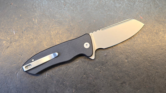 Kubey Creon Button Lock Folding Knife Black G10 Handle AUS-10