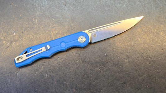 Kubey Mizo Folding Knife Blue G10 Handle 14C28N