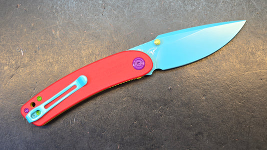 Kubey Momentum Linerlock Red G10 Folding Green AUS-10