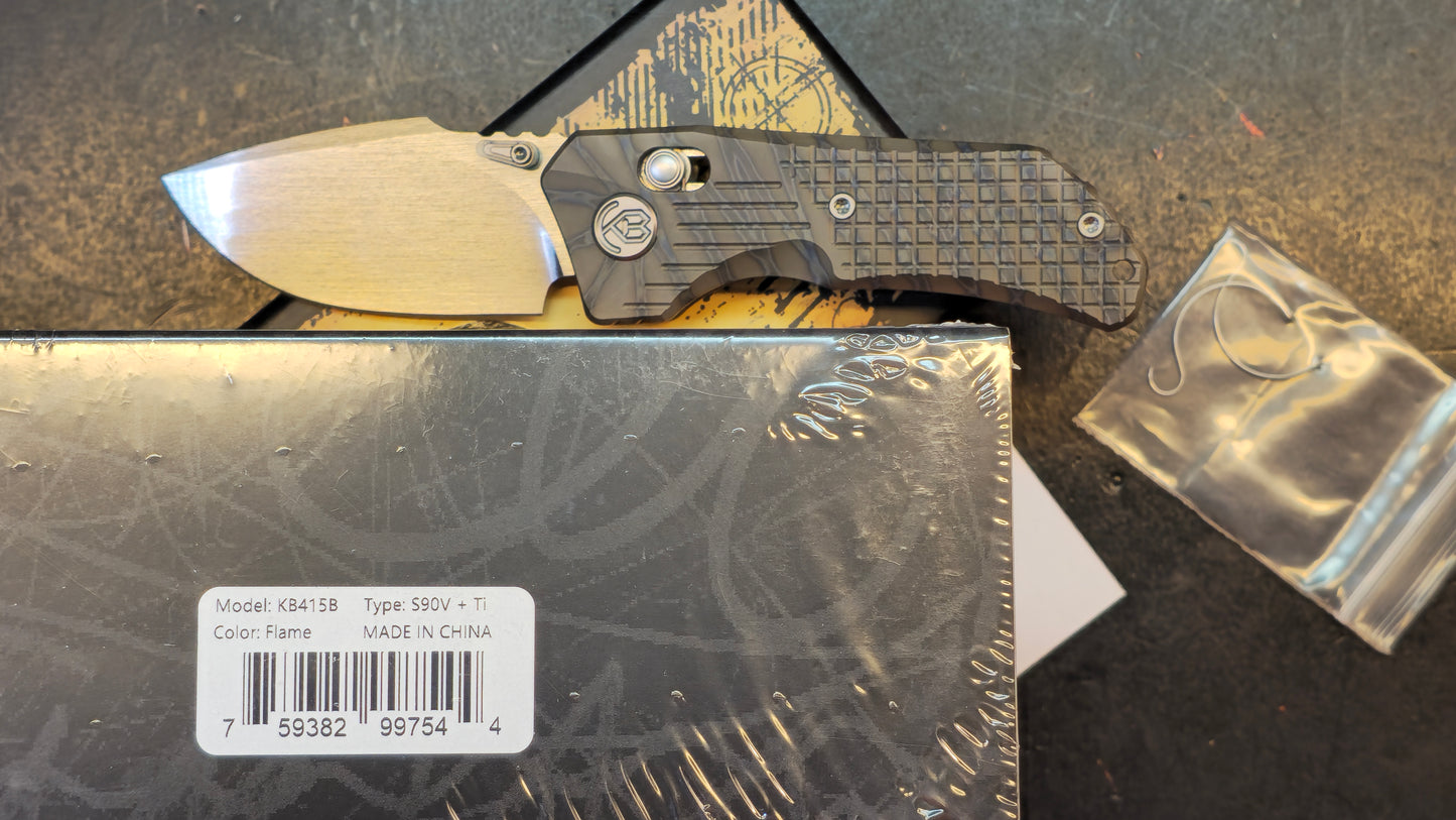 KB Knives Jarpen Flame Ano Titanium S90V Hand Satin (Closeout - See comments)