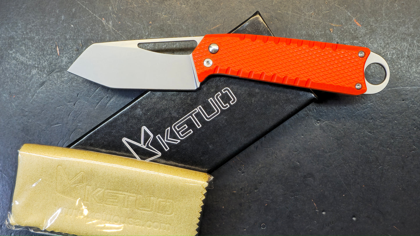 Ketuo Ventr Button/Liner Lock Orange G10 Handle 14c28n Steel