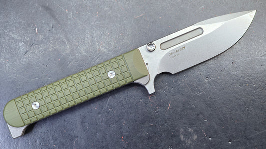 TwoSun TS394 OD Green G10/Titanium Handle D2 Plain Edge