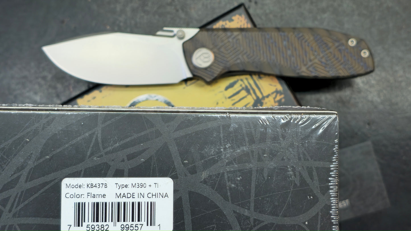 KB Agera Flame Maze Titanium Handle M390 Blade (DISCOUNT IN CART)
