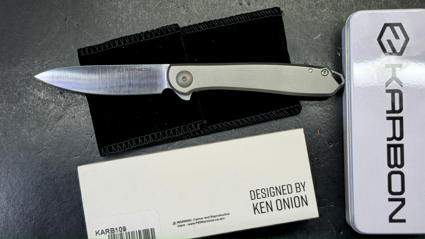 Karbon Knives Tidbit Frame Lock Gray Titanium 3" Satin S35VN