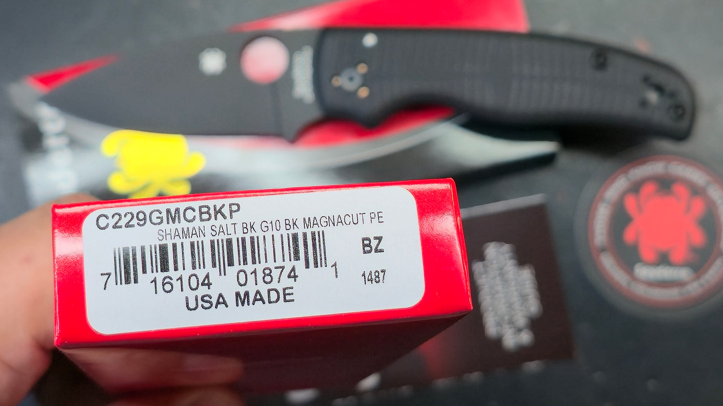 Spyderco Shaman Salt Black G10 Handle CPM Magnacut