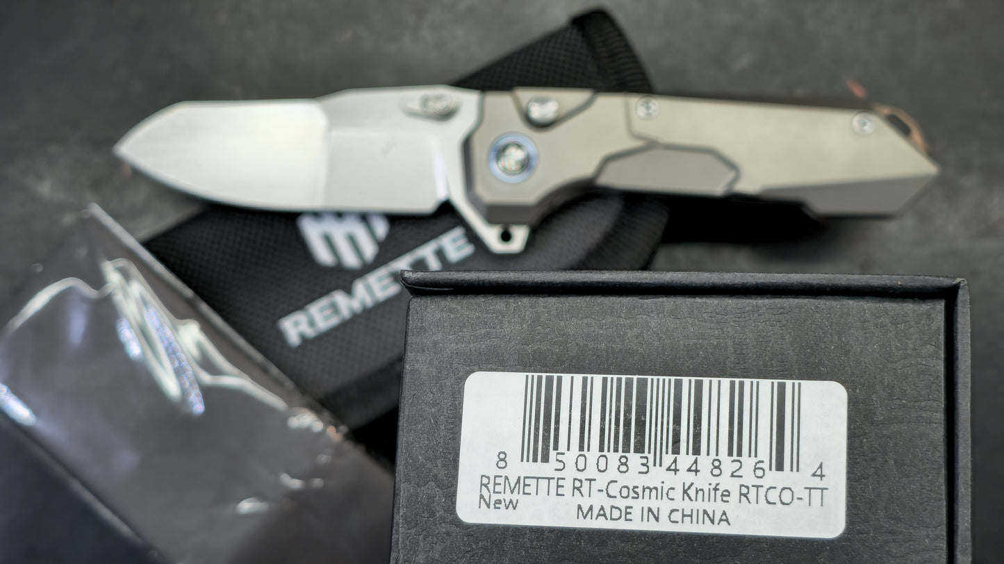 Remette Cosmic Button Liner Lock Grey Titanium Handle M390 (DISCOUNT IN CART)