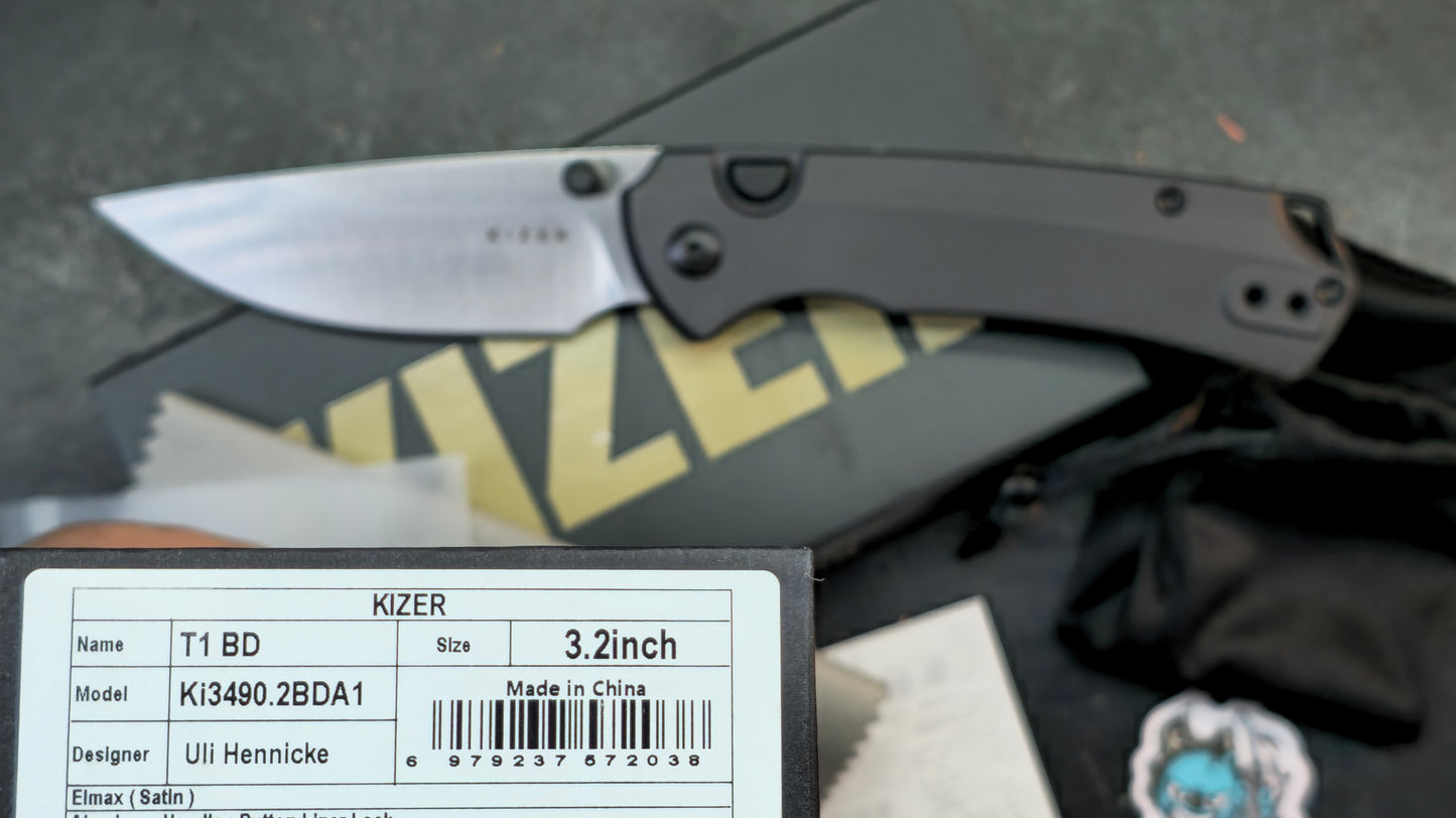 Kizer T1 BD Button Liner Lock Alu ELMAX