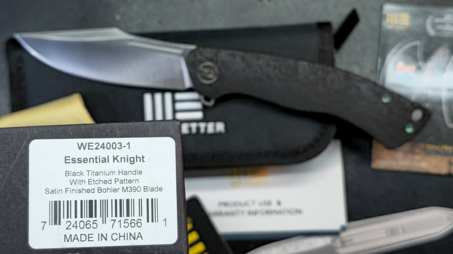 WEKNIFE Essential Knight Gray/Black Etched Titanium Handle M390