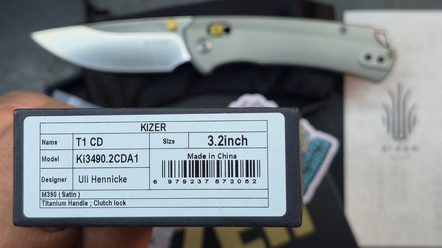 Kizer T1 CD Silver Titanium Handle M390