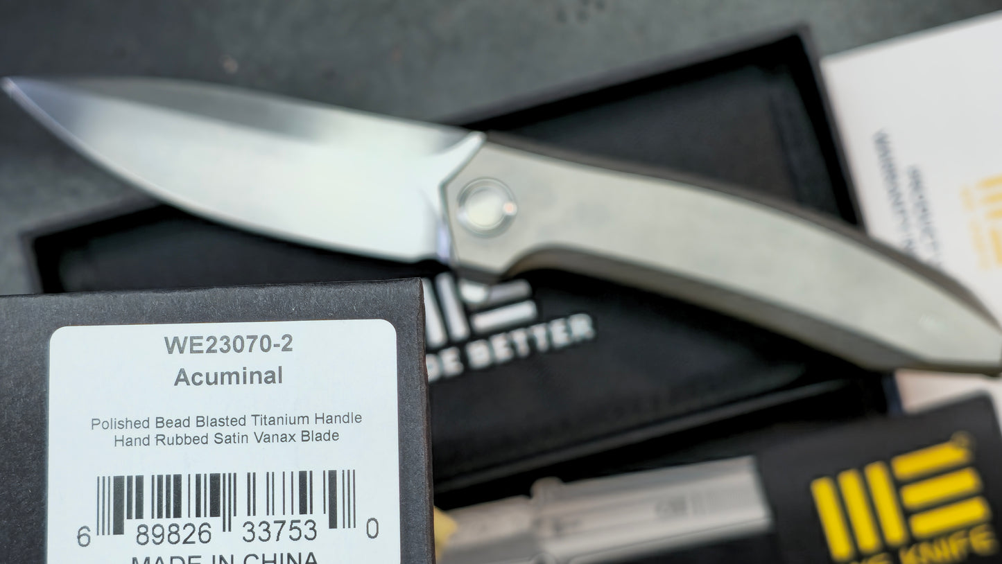 WEKNIFE Acuminal Polished Beadblast Titanium Hand Rubbed Vanax (DISCOUNT IN CART)