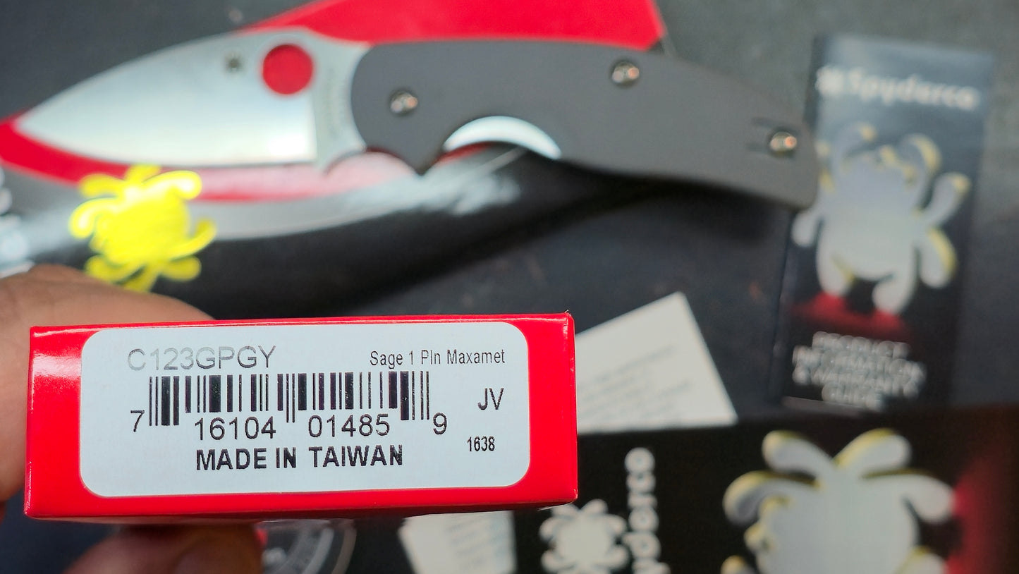 Spyderco Sage 1 Gray G-10 Maxamet