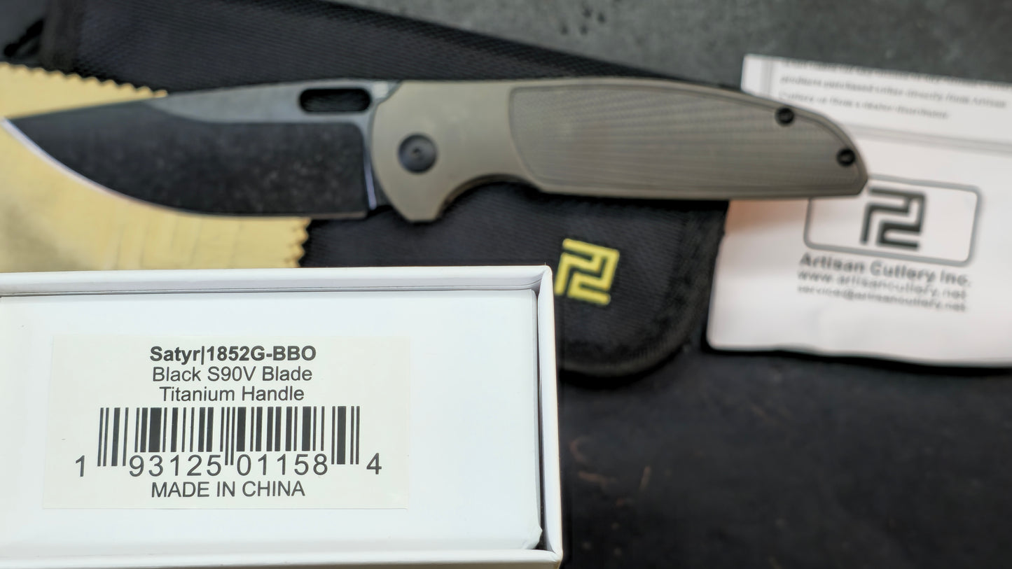 Artisan Cutlery Satyr Brown Titanium Handle S90V